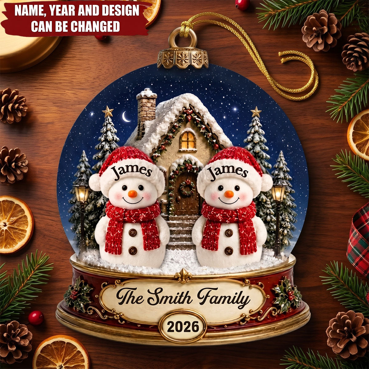 Custom Snowman Acrylic Ornament - Personalized Christmas Birthday Gifts For Mom, Dad, Brother, Sister