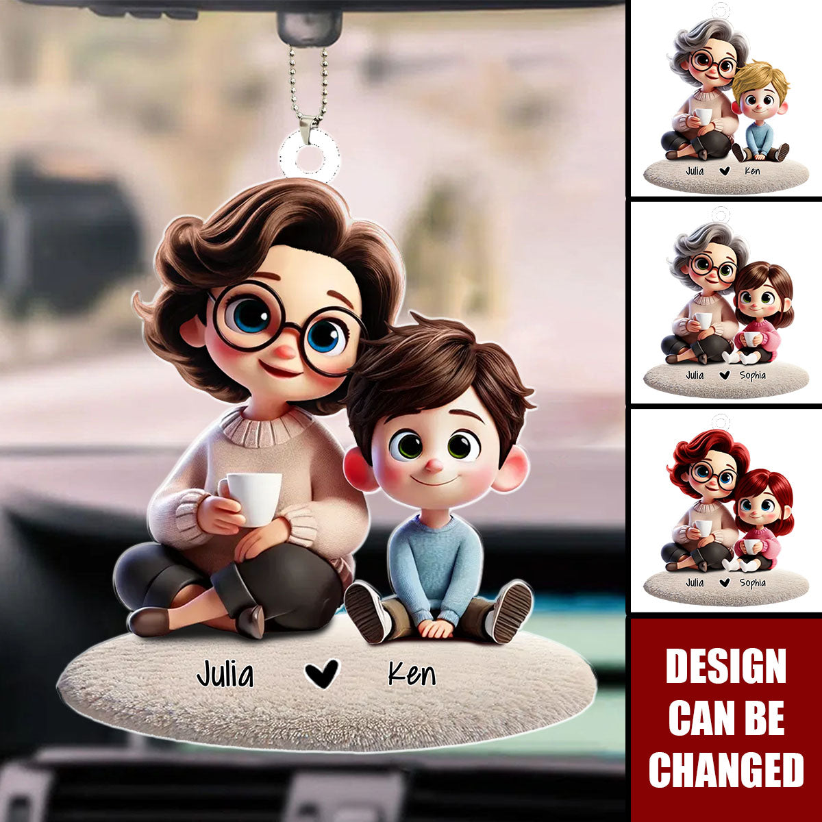 Happy Grandma & Grandkid Sitting Personalized Acrylic Ornament, Perfect 2025 Mother's Day Gift For Mom,  Grandma