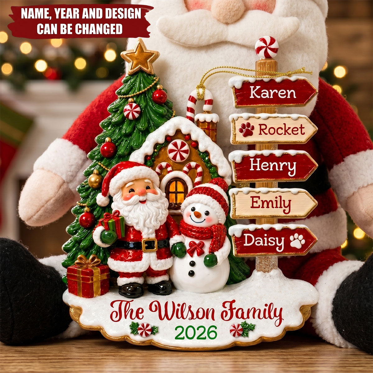 Family Signpost Christmas Custom Name - Personalized 1-Layer Acrylic Ornament