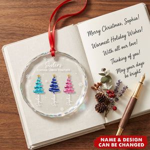 Custom Circle Glass Ornament - Personalized Christmas Birthday Gifts For Mom, Dad, Brother, Sister - Merry Moments Together