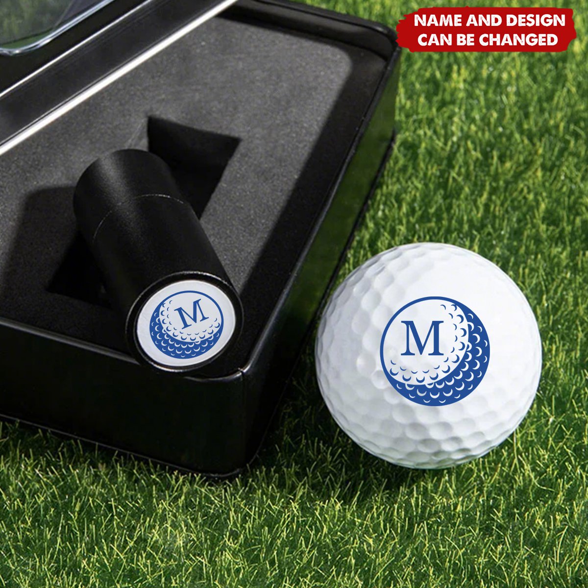 Personalized Golf Ball Stamp Gift with Metal Case - Custom Initials for Golfers, Gift for Golfers