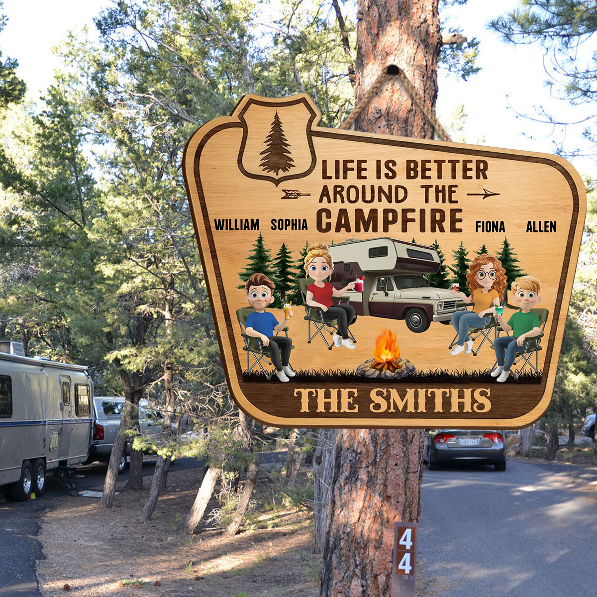 Life Is Better Around the Campfire - Personalized Wooden Sign, Camping Family/Couple Gift, Gift for Campers