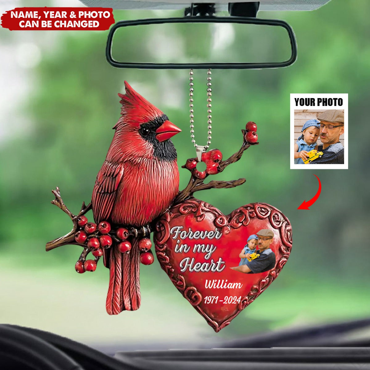 Forever In My Heart - Personalized Car Hanging Acrylic Ornament
