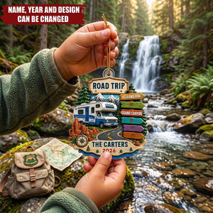 Trending Road Trip Travel Adventure - Personalized Acrylic Ornament - Vacation Gifts For Couple, Family
