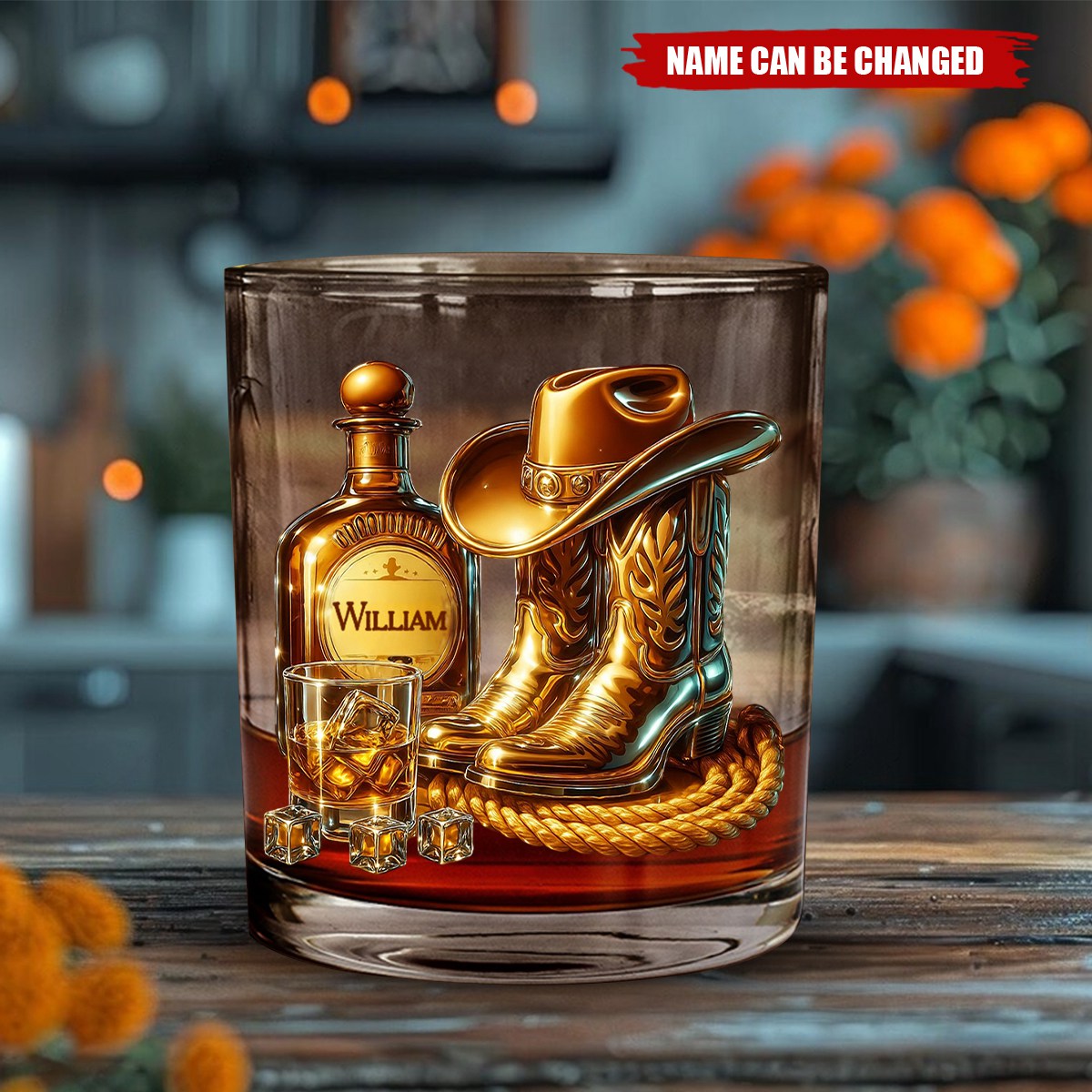 Cowboy Boots Hat - Personalized Whisky Whiskey Glass