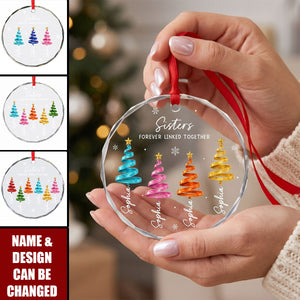 Custom Circle Glass Ornament - Personalized Christmas Birthday Gifts For Mom, Dad, Brother, Sister - Merry Moments Together