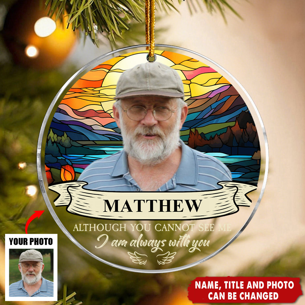 I'm Always With You Custom Portrait Memorial - Personalized Acrylic Flat Ornament