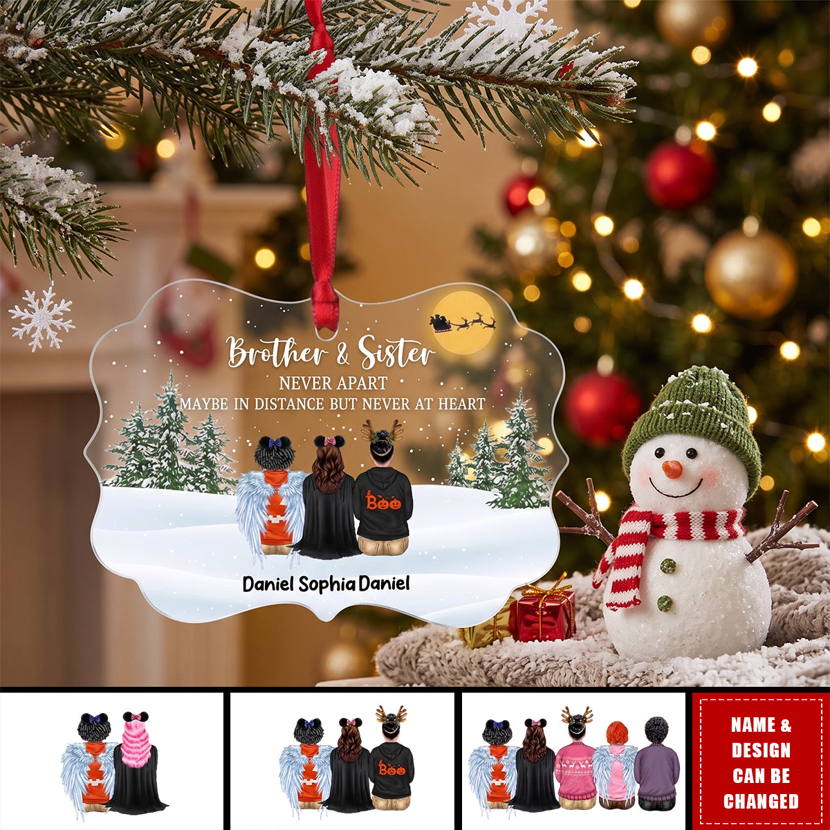 Family Never Apart, Gift For Family, Personalized Acrylic Ornament, Christmas Family Ornament, Christmas Gift