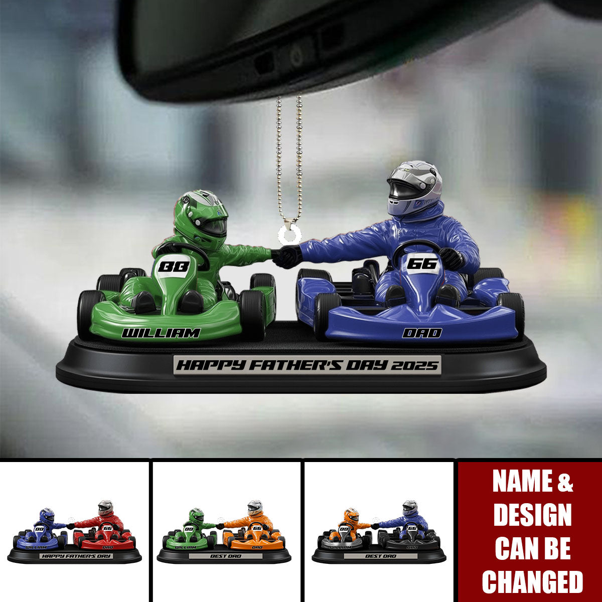 Kart Racing Loving Dad & Kid - Personalized Father Custom Shaped Ornament