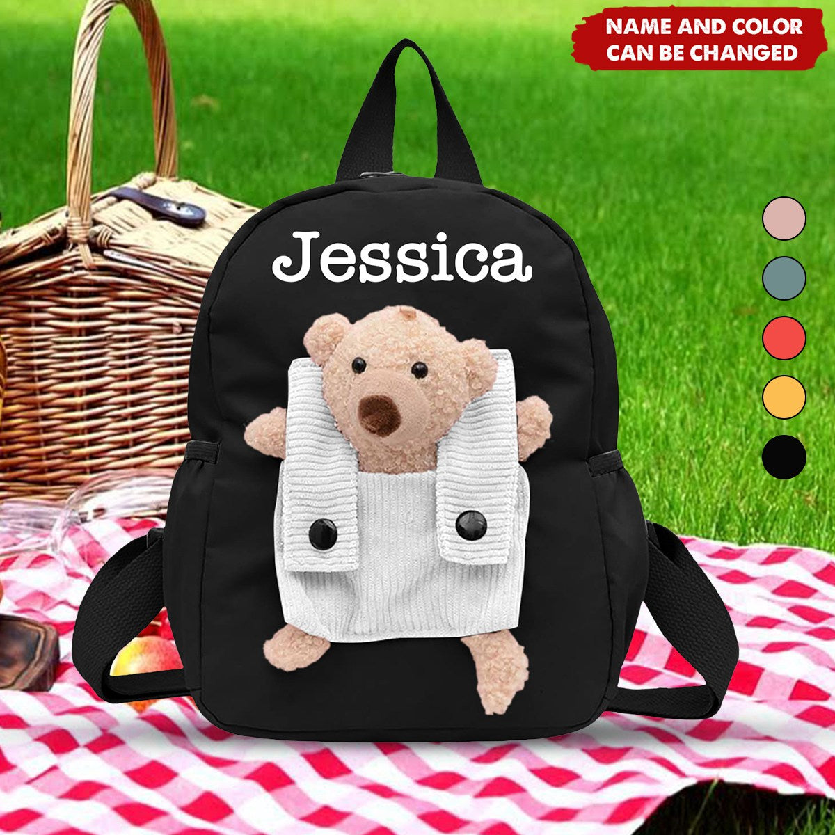 Little Bear Backpack with Embroidery Name - Personalized Backpack, Gift For Girls & Boys