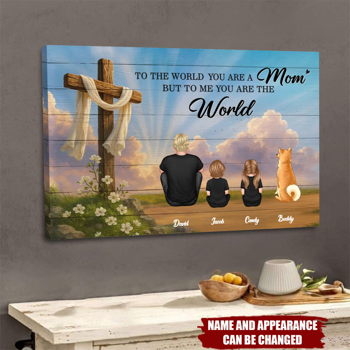 Cross Mom You are the World - Personalized Canvas Prints,Gift for Mom