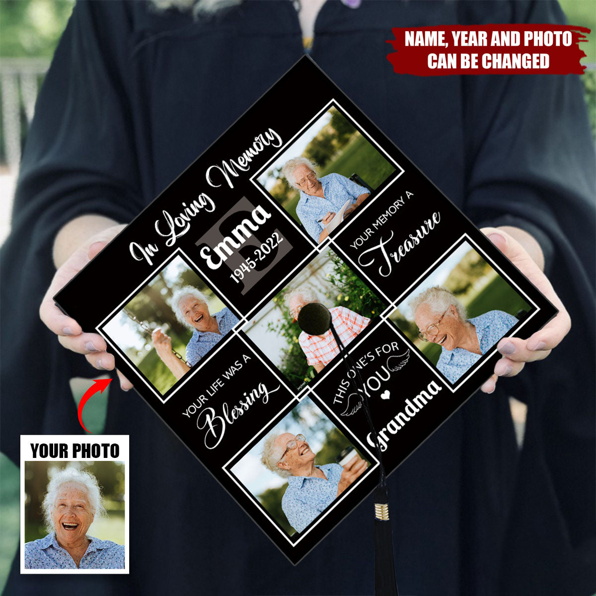 Carrying Love and Longing -Personalized Printed Graduation Cap Topper, Gift For Graduate