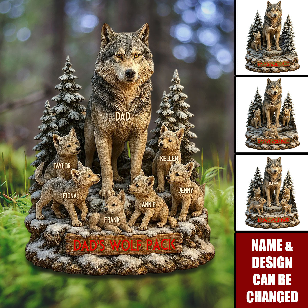 Dad's Wolf Pack Acrylic Plaque Personalized Gifts For Dad