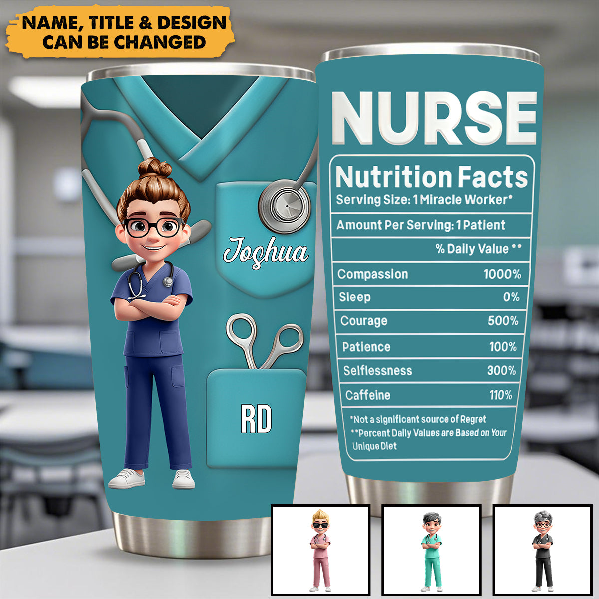 3D Effect Nurse Nutrition Facts - Personalized Tumbler - Gift For Nurse