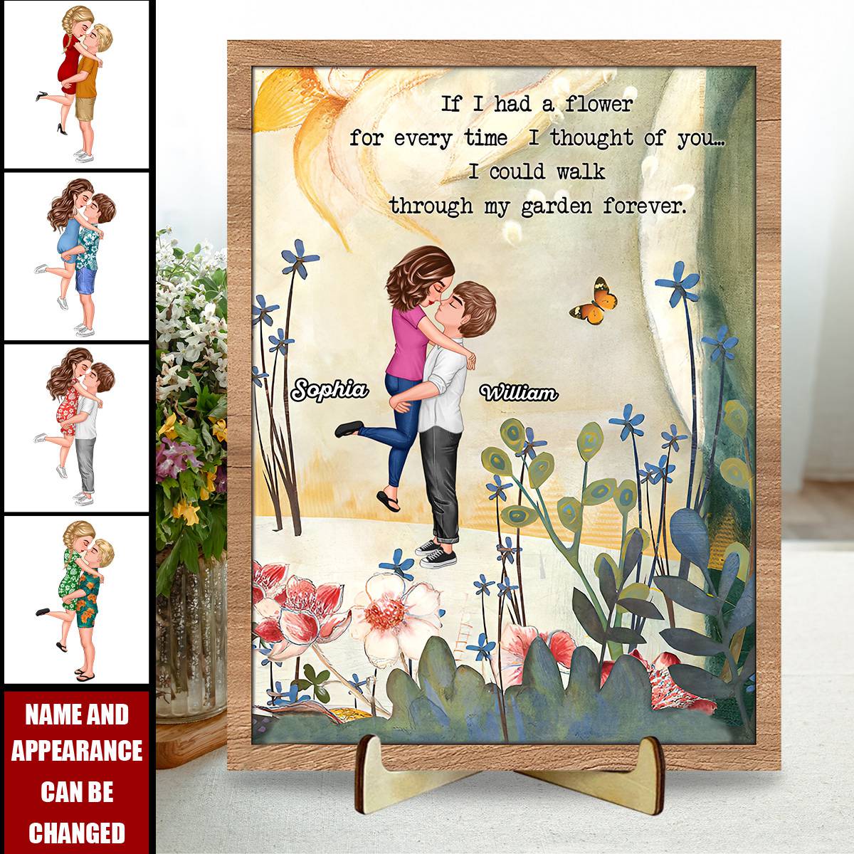 I Could Walk Through My Garden Forever Couple Gift Personalized Wooden Plaque