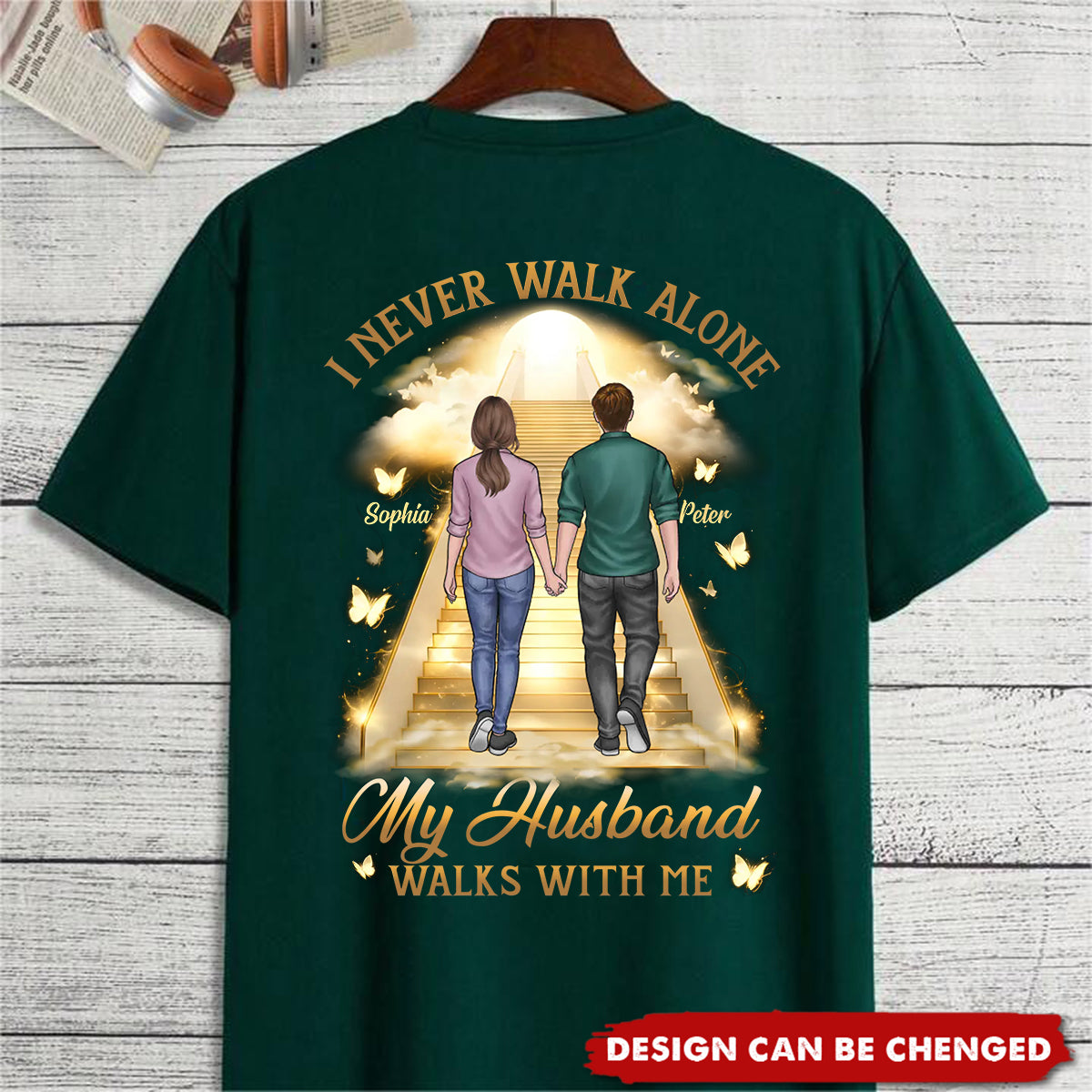 His Wings Guide My Steps - Memorial Personalized Custom Unisex T-shirt- Sympathy Gift For Family Members