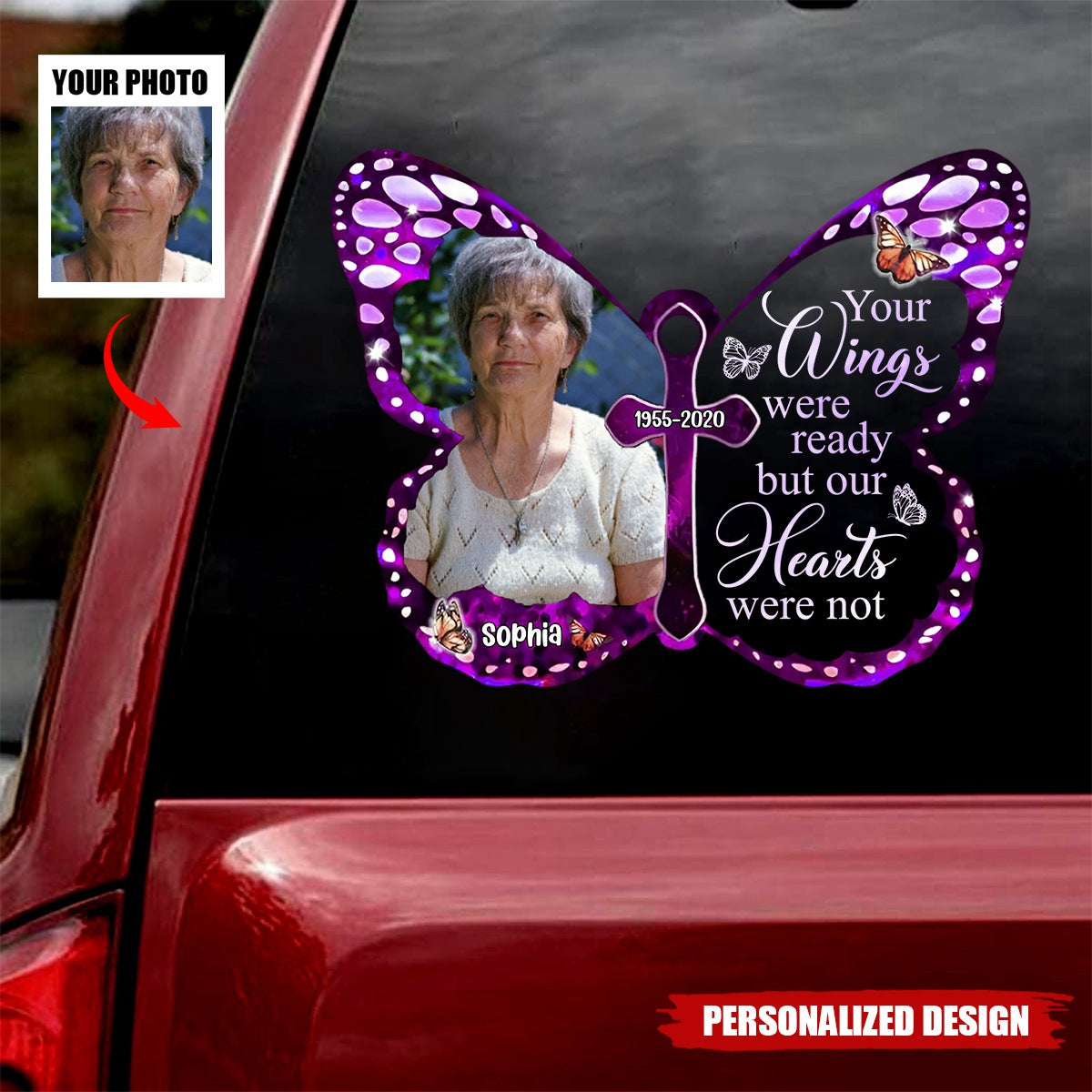 Your Wings Were Ready, But My Heart Was Not - Personalized Decal, Memorial Gift For Loss Of Loved One, Memorial Decal