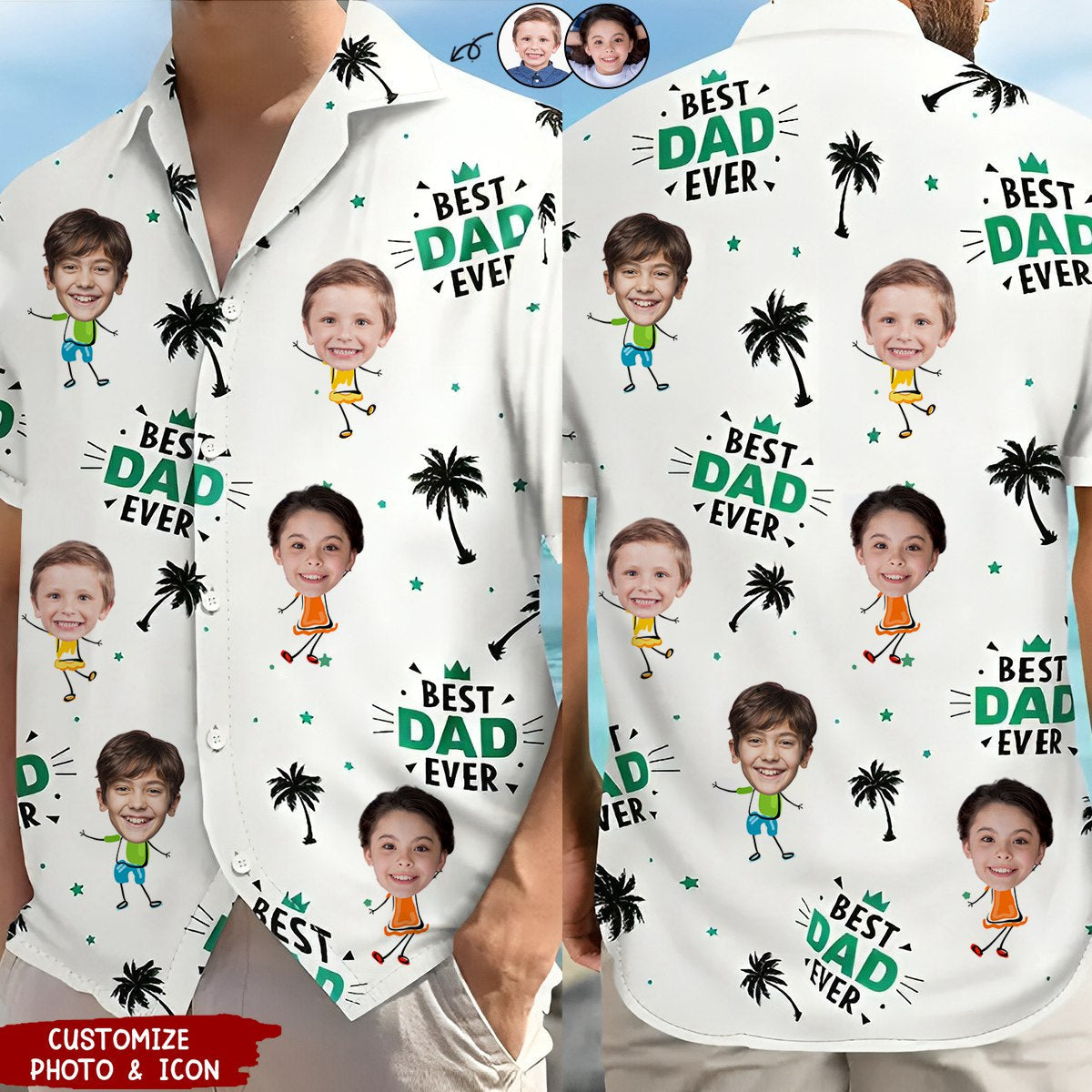 Best Dad Ever Coconut Palm - Personalized Hawaiian Shirt