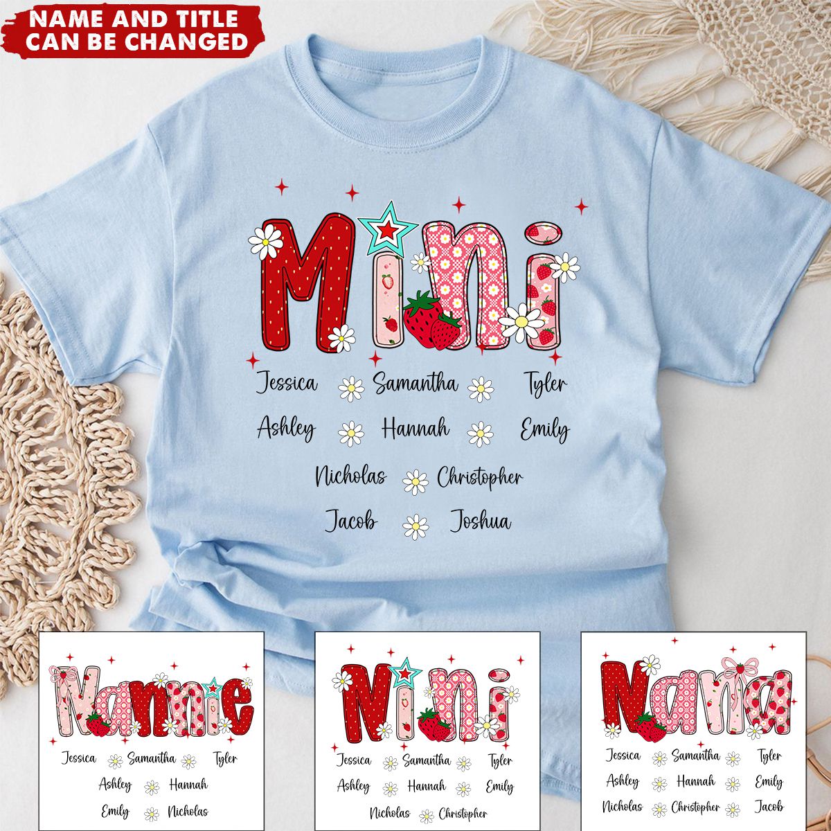 Mimi Strawberry And Grandkids Sweet Summer Time - Personalized Family Shirt