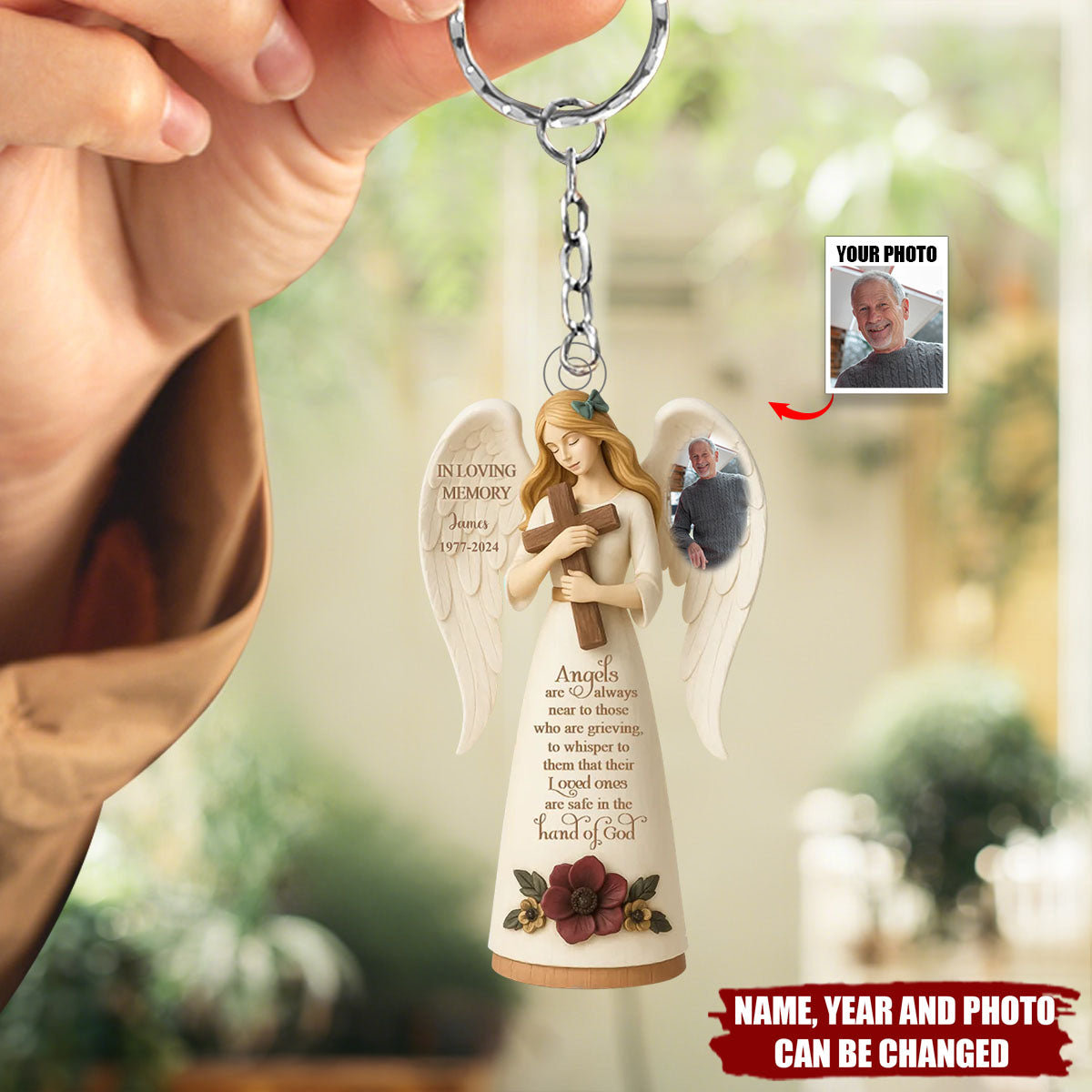 Angels Are Always Near To Those Who Are Grieving - Personalized Memorial Acrylic Keychain