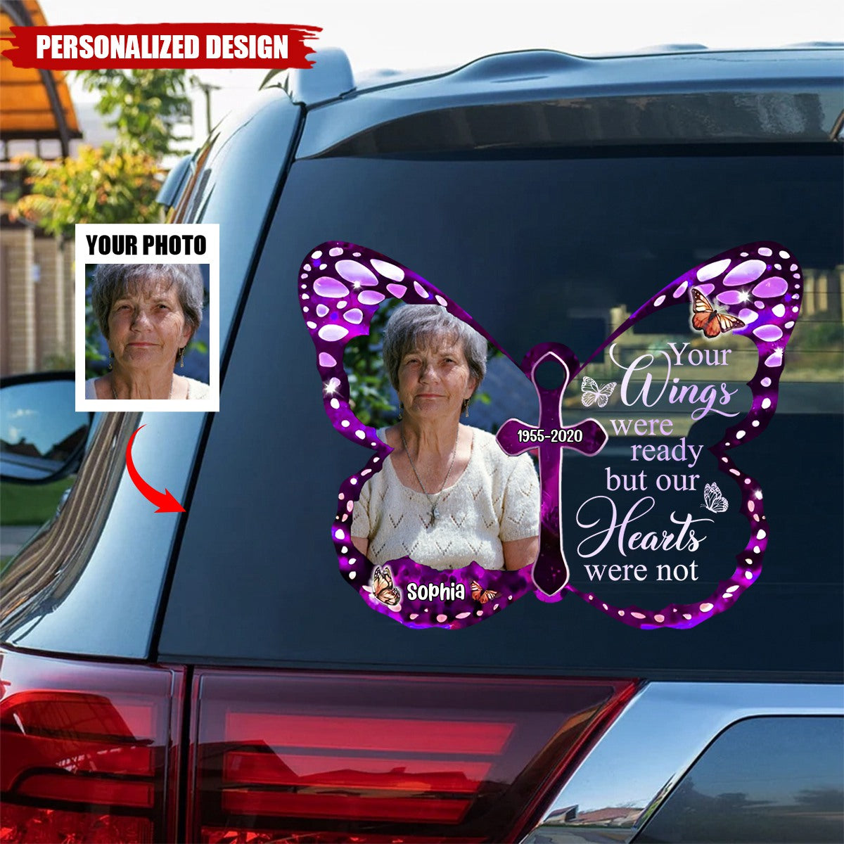 Your Wings Were Ready, But My Heart Was Not - Personalized Decal, Memorial Gift For Loss Of Loved One, Memorial Decal