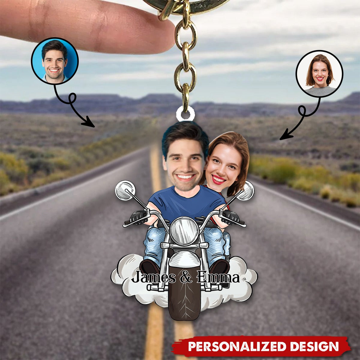 Biker Gift For Husband, Wife, Boyfriend, Girlfriend - Personalized Keychain