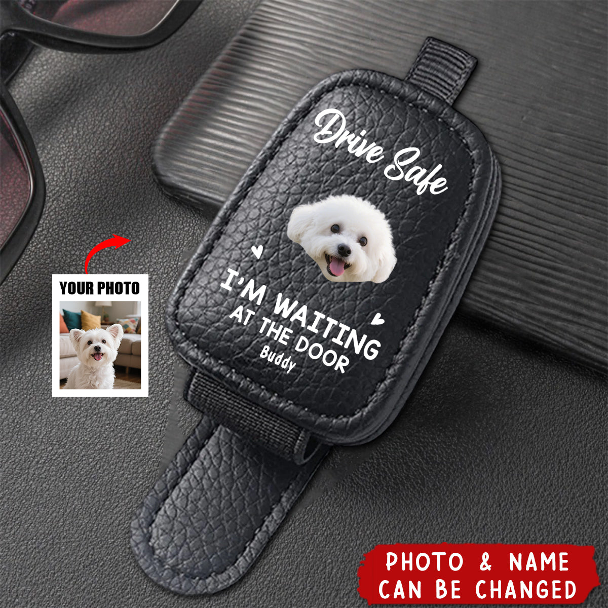 Custom Photo - Dog & Cat Personalized Custom Leather Car Visor - Gift For Pet Owners, Pet Lovers