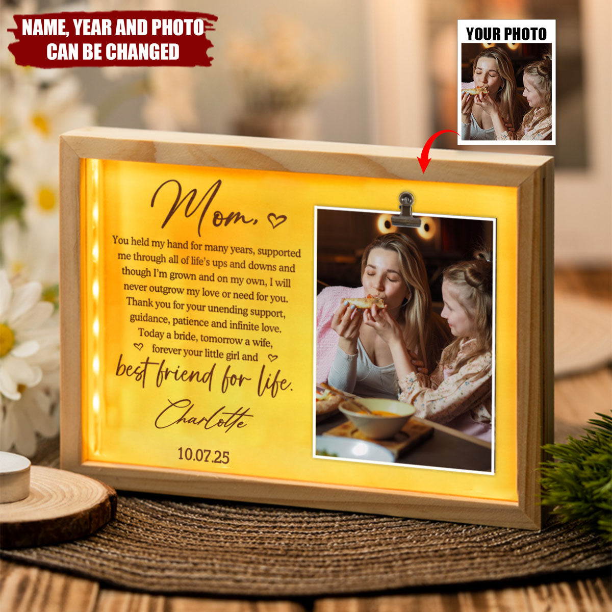 Forever Your Little Girl And Best Friend For Life - Personalized Frame Light Box, Gift for Mom
