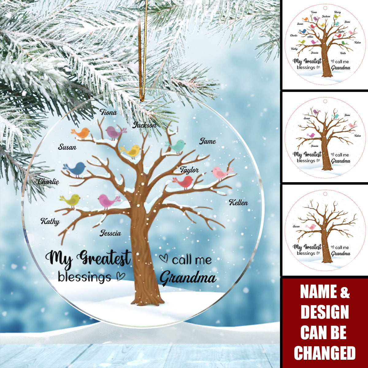 My Greatest Blessings Call Me Grandma, Personalized Mica Ornament