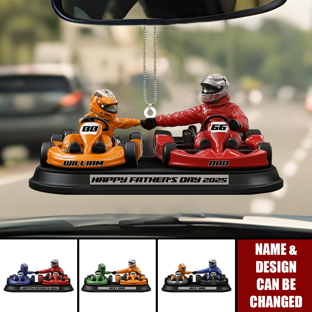 Kart Racing Loving Dad & Kid - Personalized Father Custom Shaped Ornament