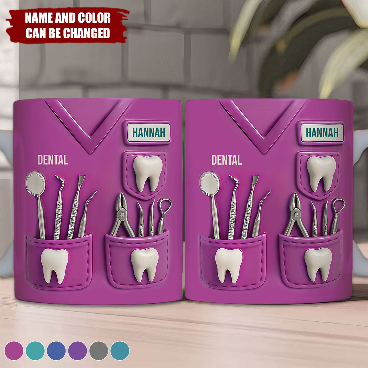 Dental Coffee Mug Featuring Dental Equipment Designs - Personalized Mug - Gift For Dentists