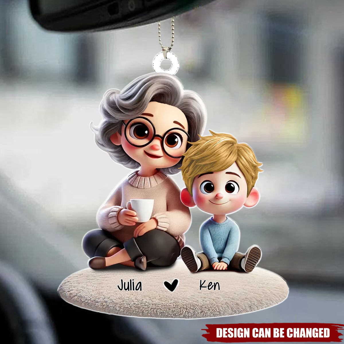 Happy Grandma & Grandkid Sitting Personalized Acrylic Ornament, Perfect 2025 Mother's Day Gift For Mom,  Grandma