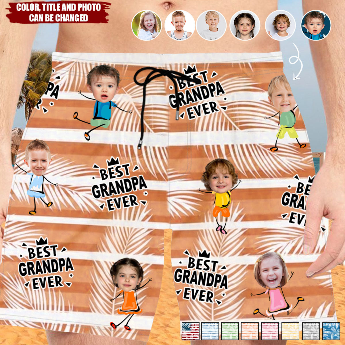 Custom Photo Best Dad Grandpa Ever - Family Personalized Beach Shorts, Gift For Father