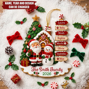 Family Signpost Christmas Custom Name - Personalized 1-Layer Acrylic Ornament