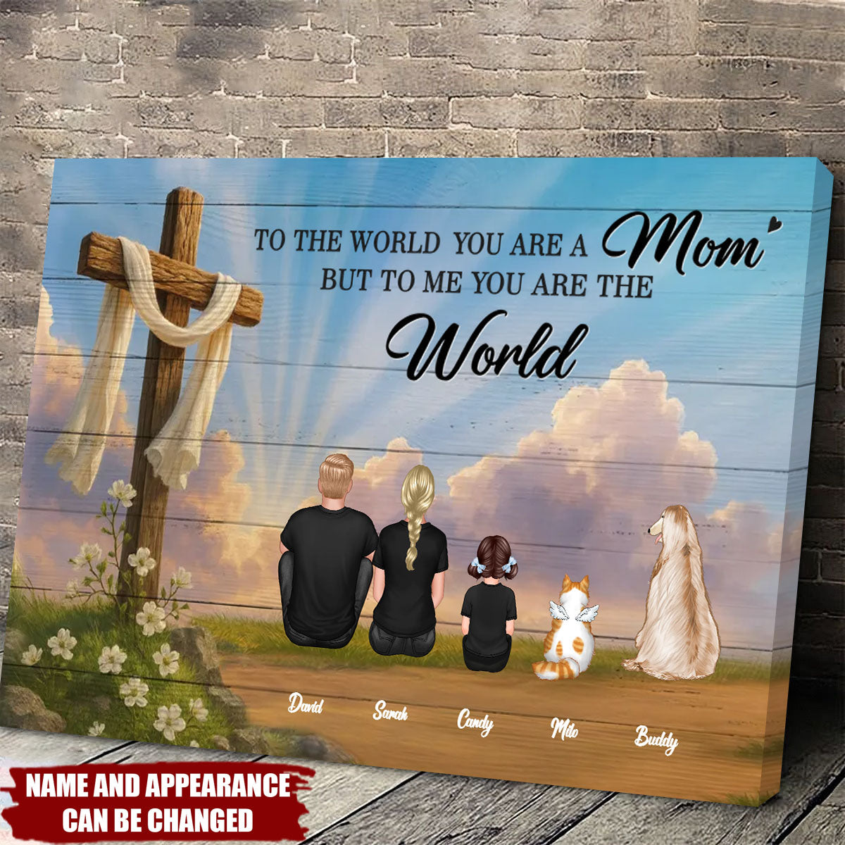 Cross Mom You are the World - Personalized Canvas Prints,Gift for Mom