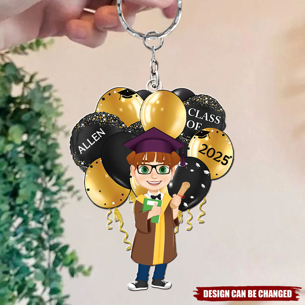 Graduation Celebration Balloons Cute Flat Art - Personalized Acrylic Keychain