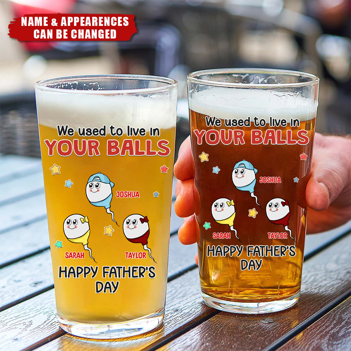 From Your Balls To Your Hear - Personalized Beer Glass - Father's Day, Gift For Dad