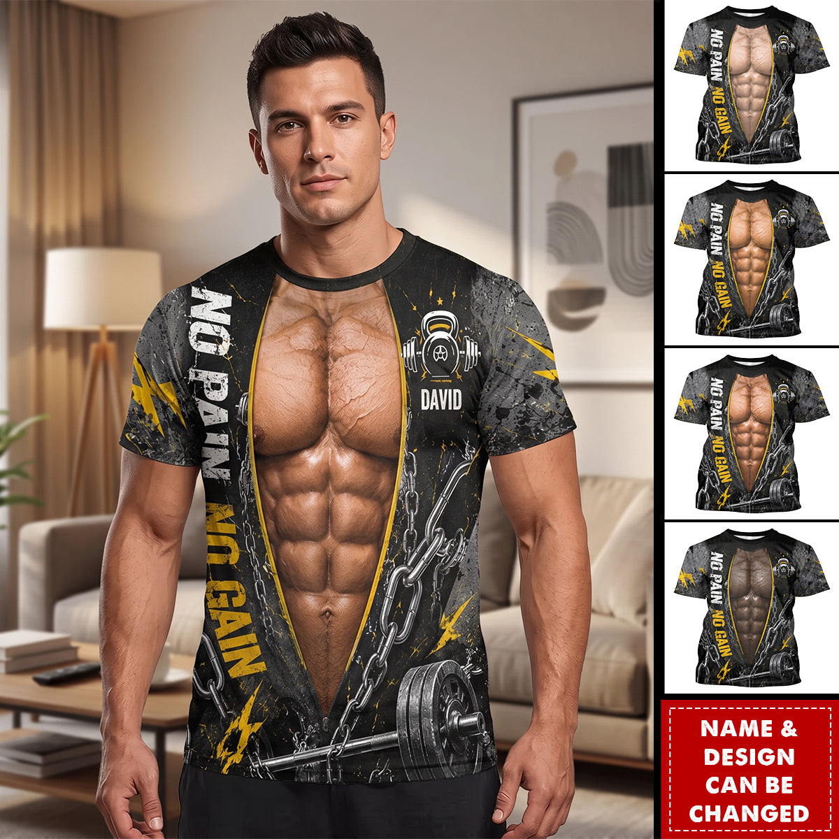 No Pain No Gain - Personalized Fitness All Over Shirt