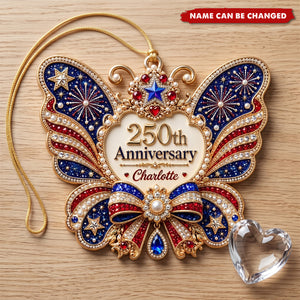Custom Name USA 250th Anniversary Butterfly Acrylic Ornament