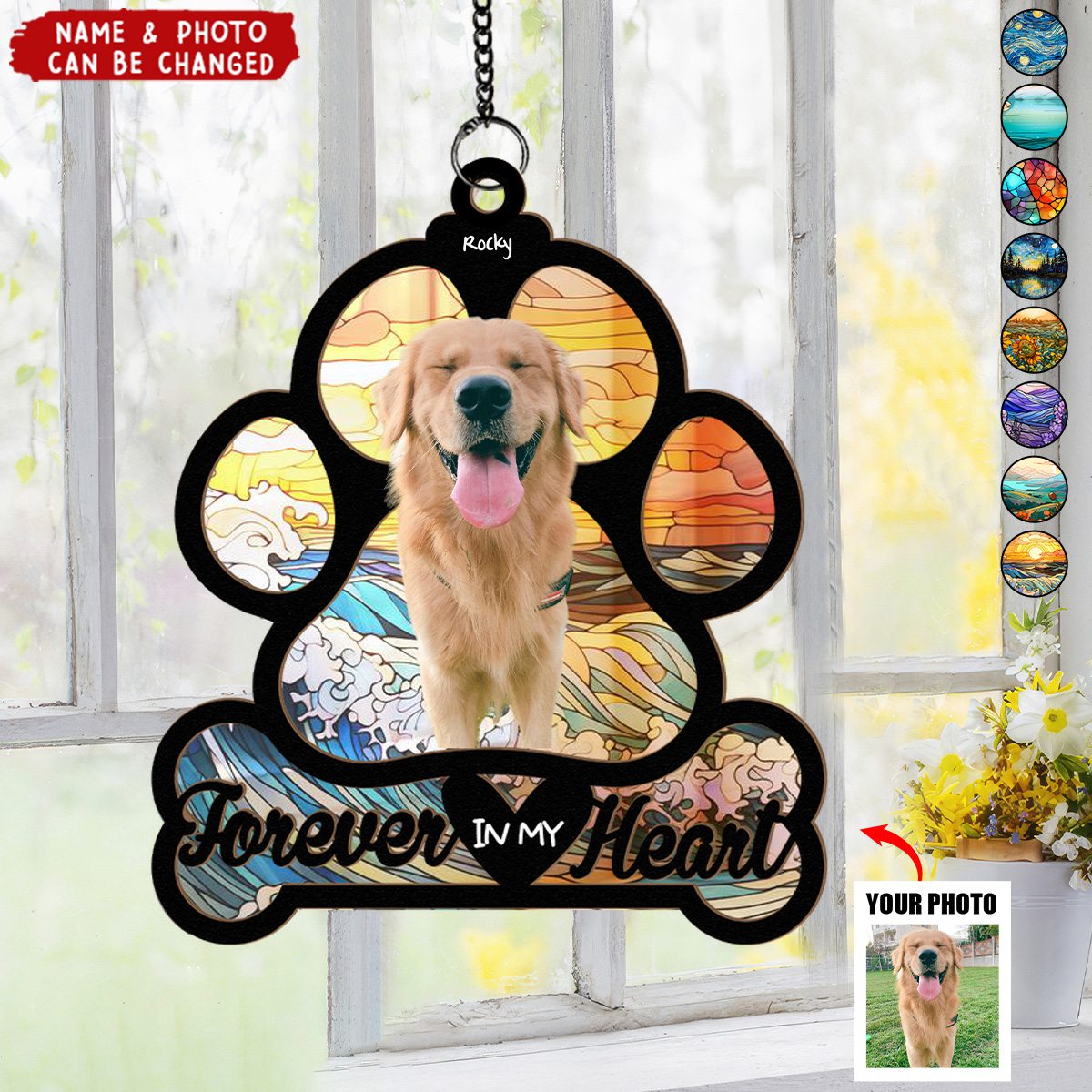 Forever In My Heart - Personalized Photo Window Hanging Suncatcher Ornament