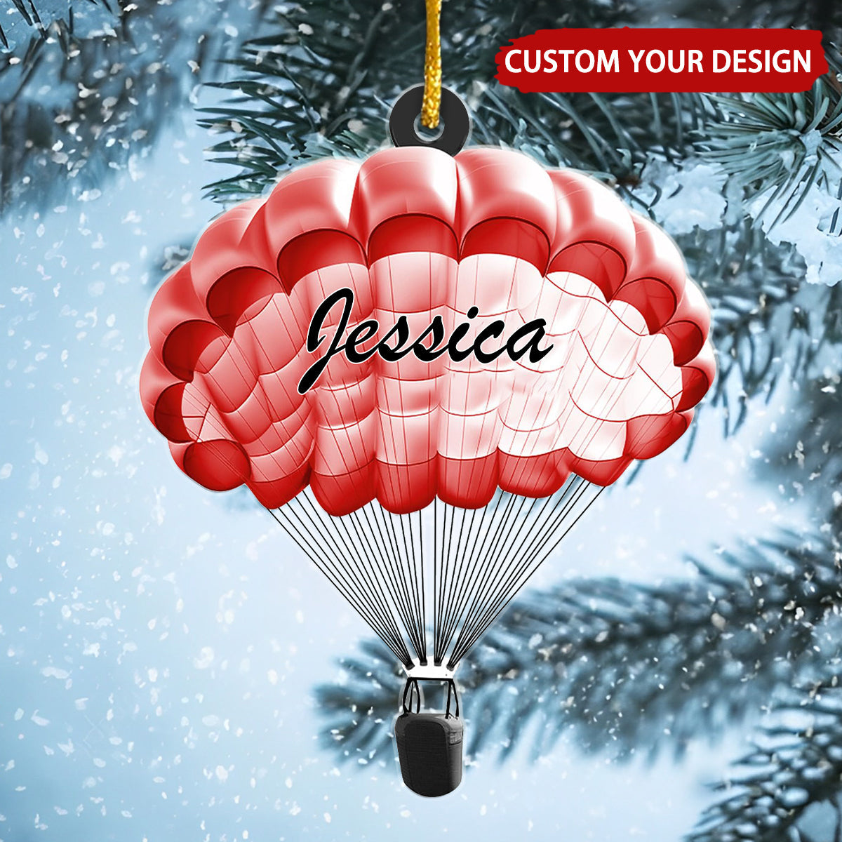 Parachute Personalized Christmas Ornament, Gift For Extreme Sports Lover