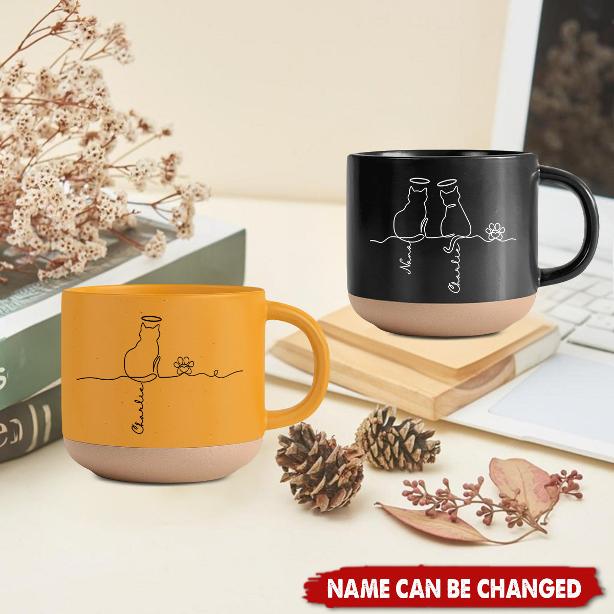 Cute Cats - Personalized Pottery Mug, Gift for Cat Mom/Cat Dad, Cat Lover's Gift