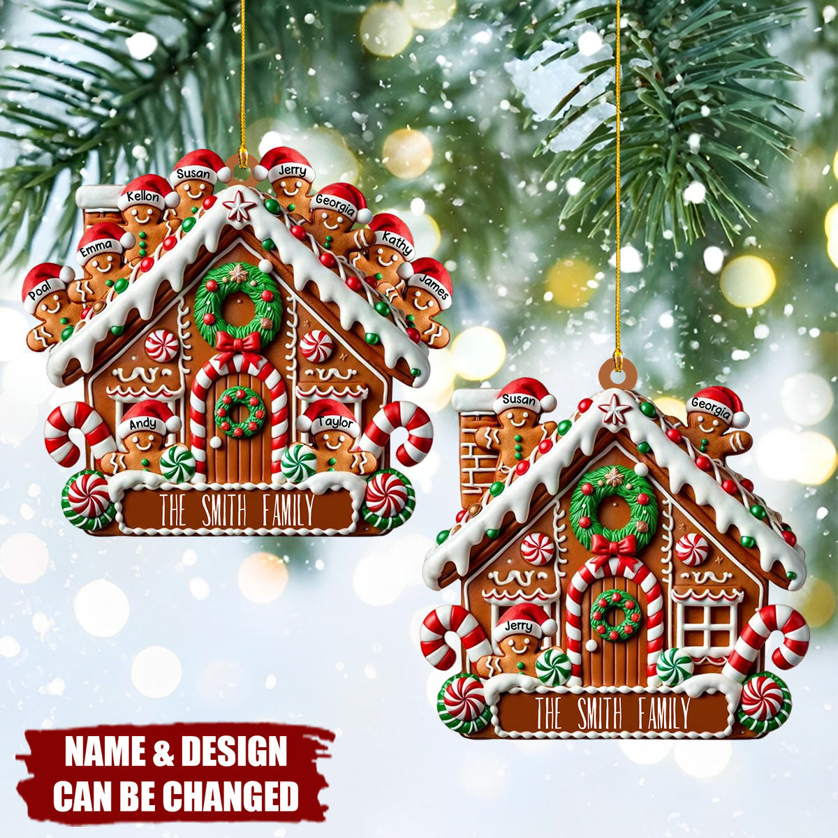 Celebrating Sweet Moments Together - Gingerbread House Personalized Custom Wood Ornament
