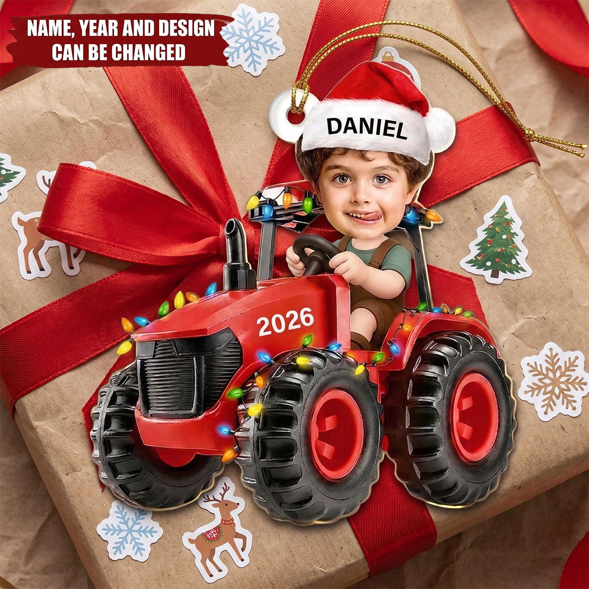 Custom Photo Tractor Farmer - Personalized Acrylic Ornament