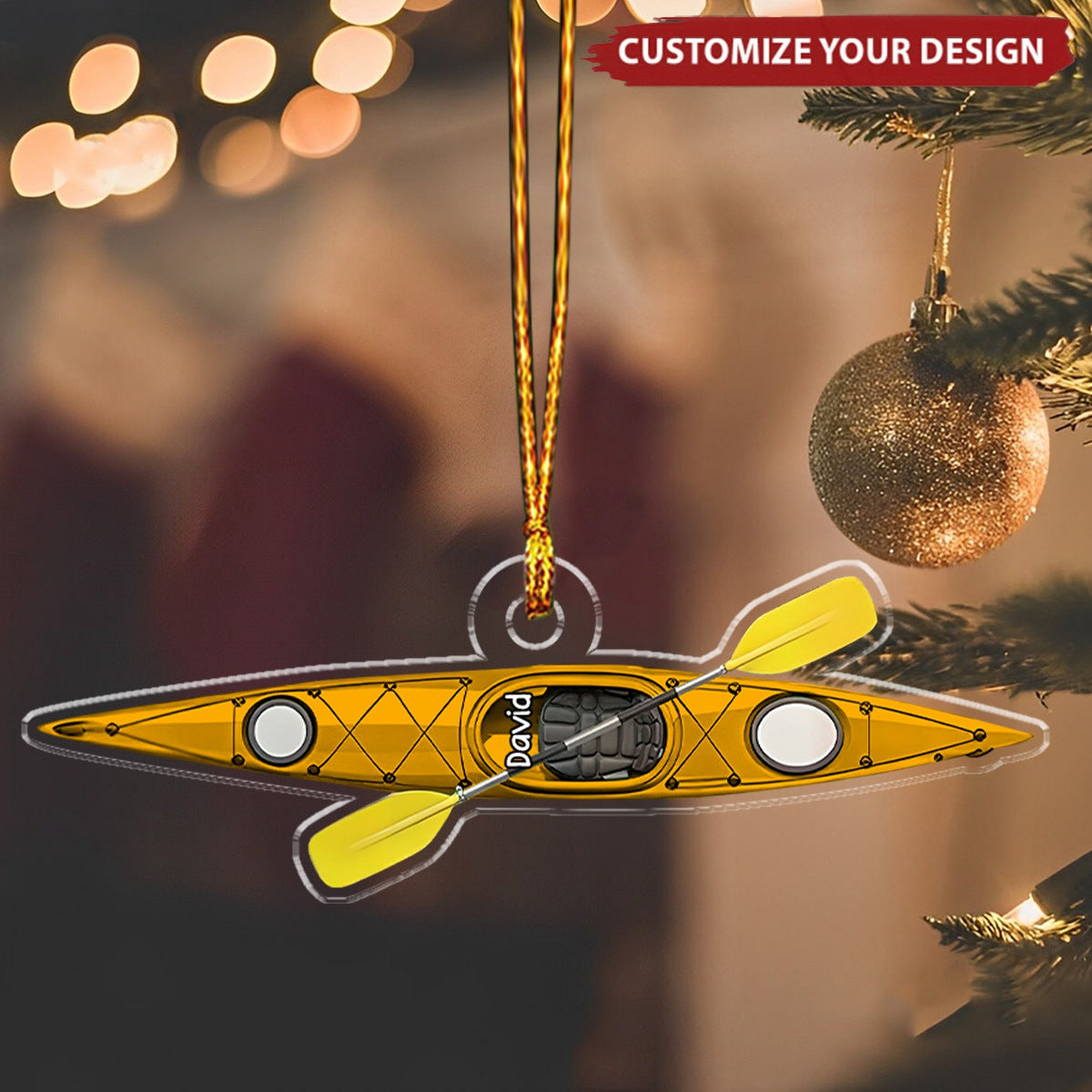 Personalized Kayak Christmas Ornament, Custom Kayak Lovers Ornament, Kayak Christmas Ornament, River Kayak Trip Xmas Decor Ornament
