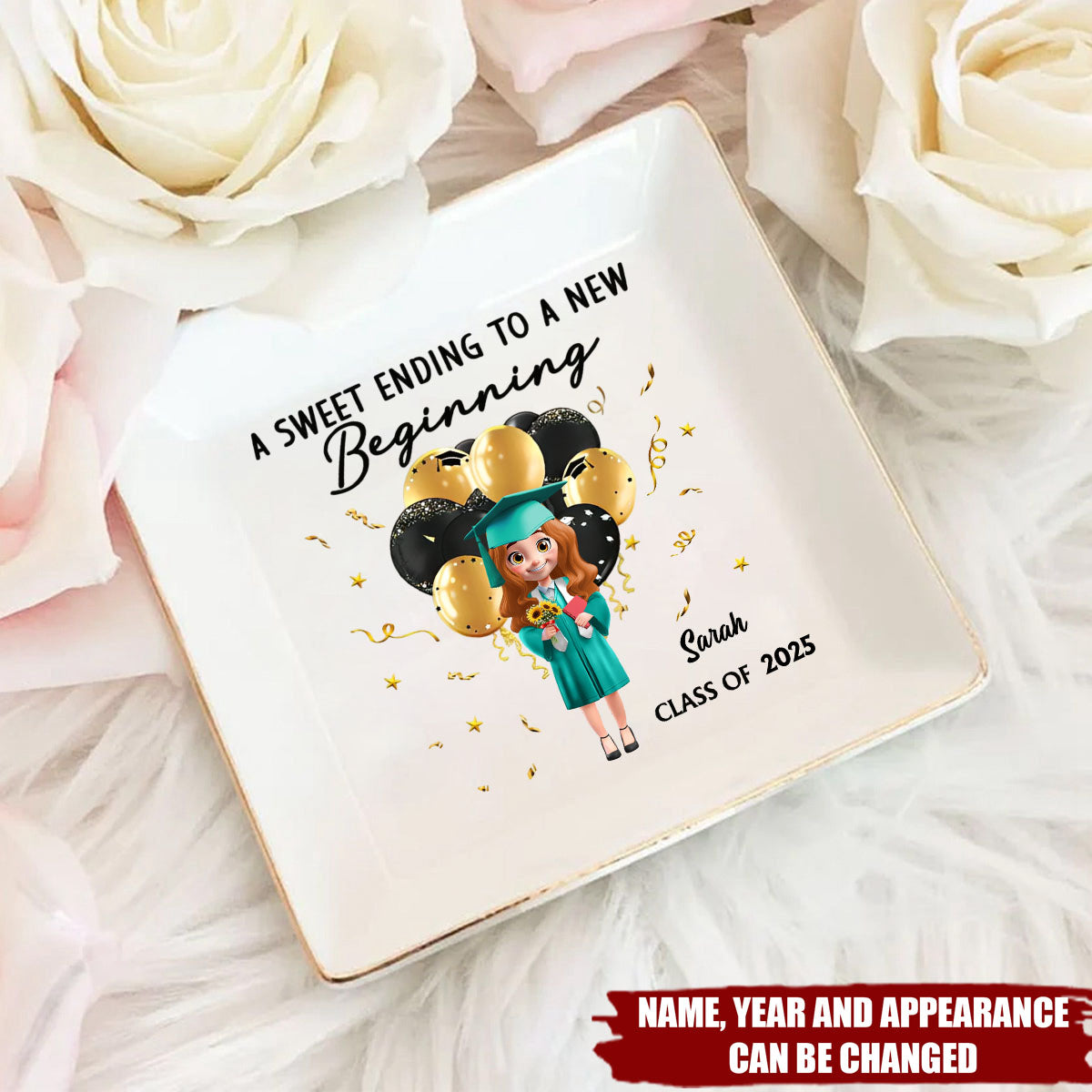 Graduation A Sweet Ending To A New Beginning - Personalized Jewelry Dish