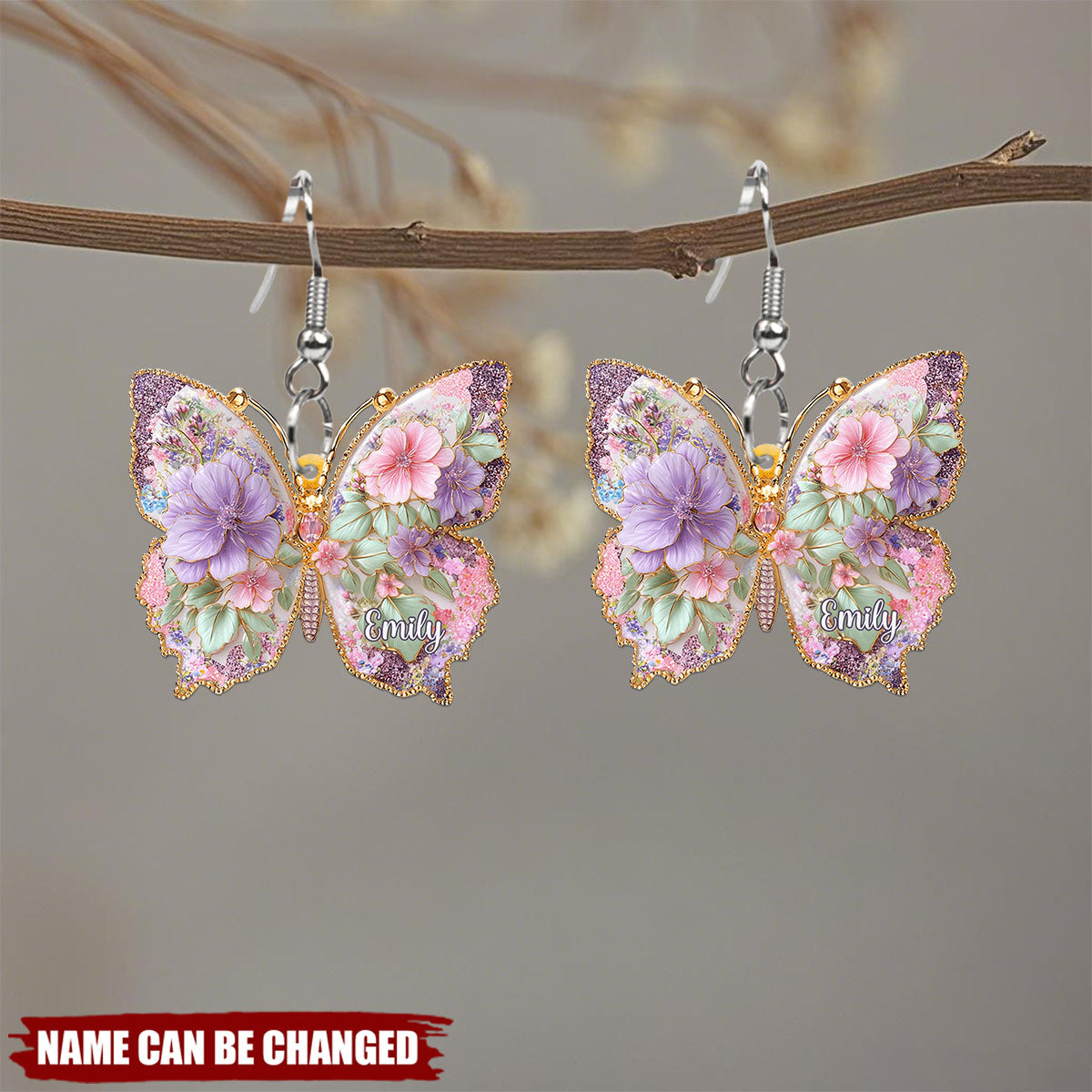 Love Butterfly - Personalized Butterfly Earrings