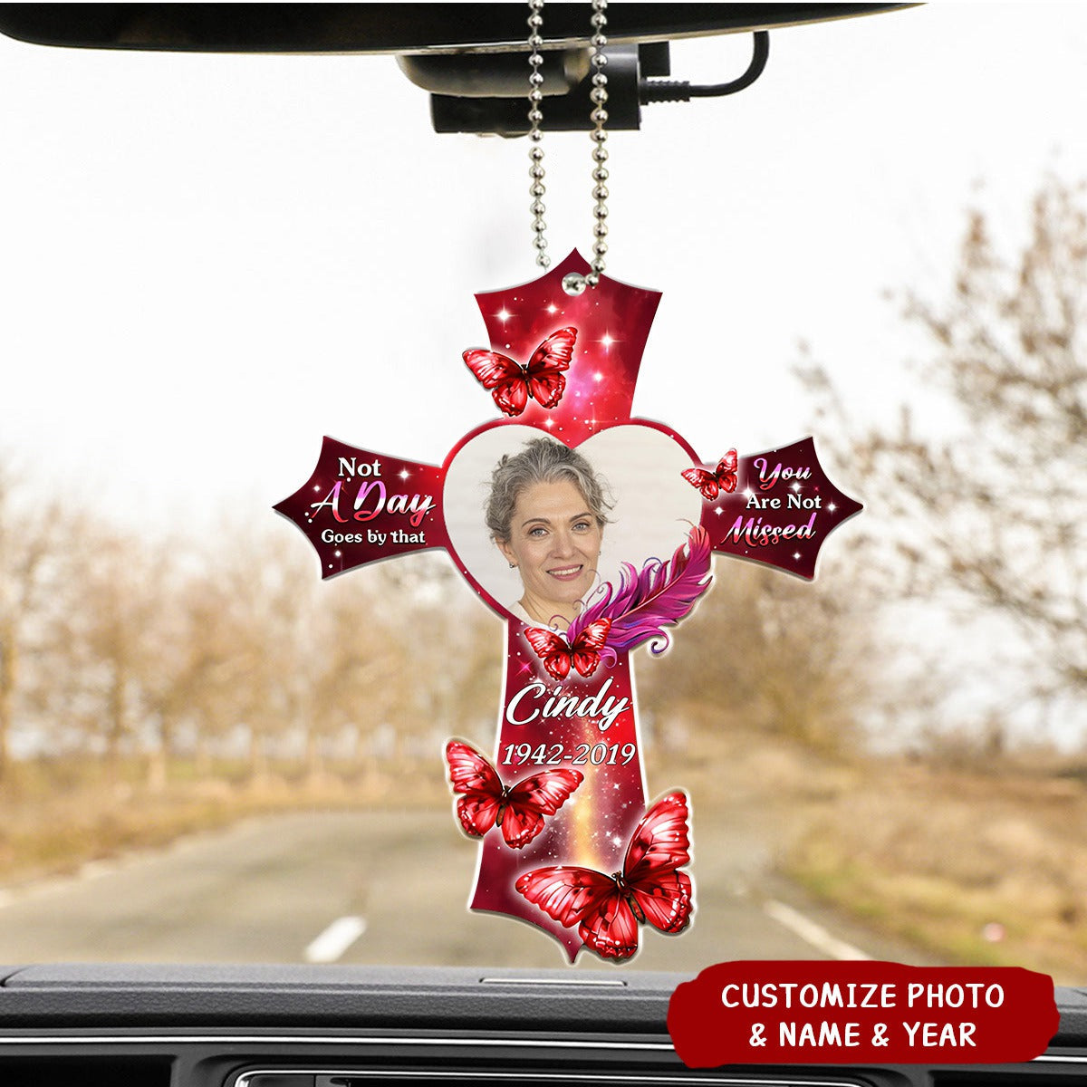 Not A Day Goes By That - Personalized Acrylic Car Ornament, Remembrance Gift, Sympathy Gift