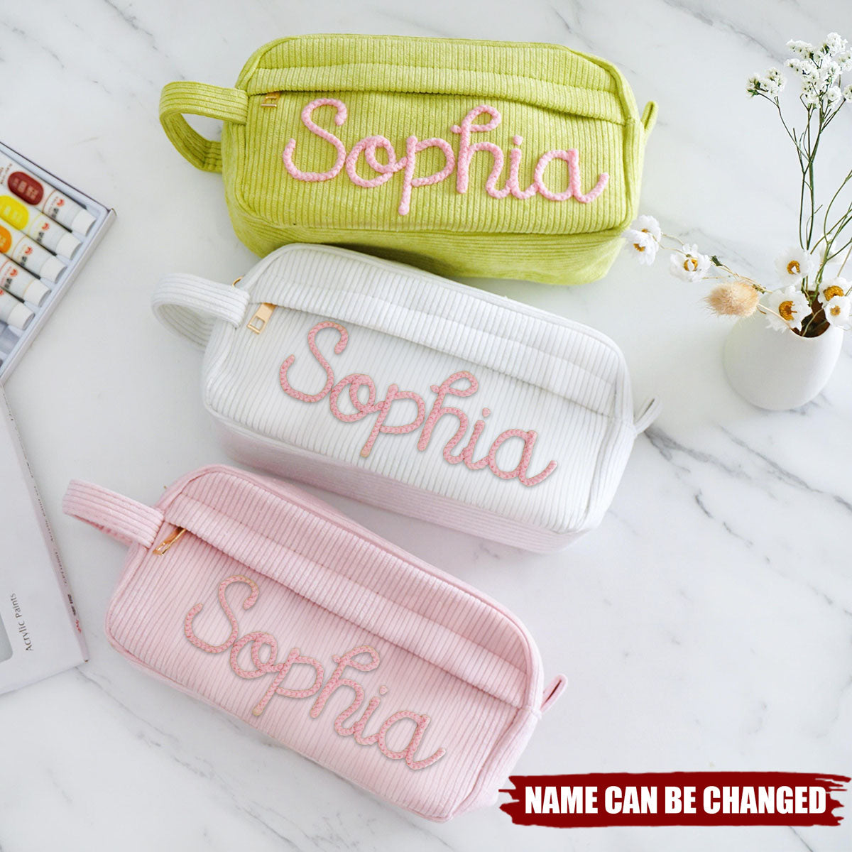 Personalized Pencil Case, Back To School Gift, Custom Name Corduroy Pencil Bag , Gift For Kids
