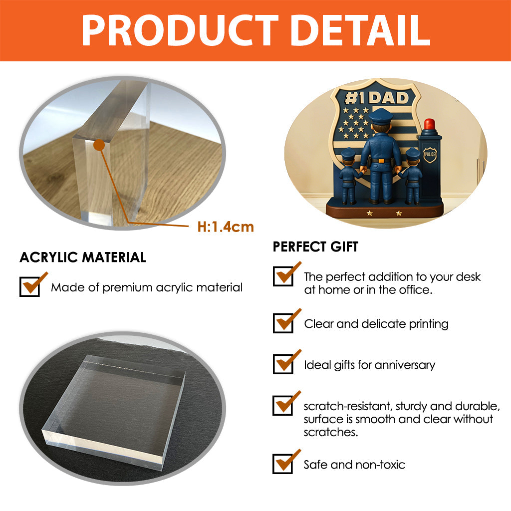 Police Dad Plaque - Personalized Custom Shaped Acrylic Plaque, Gift For Dad